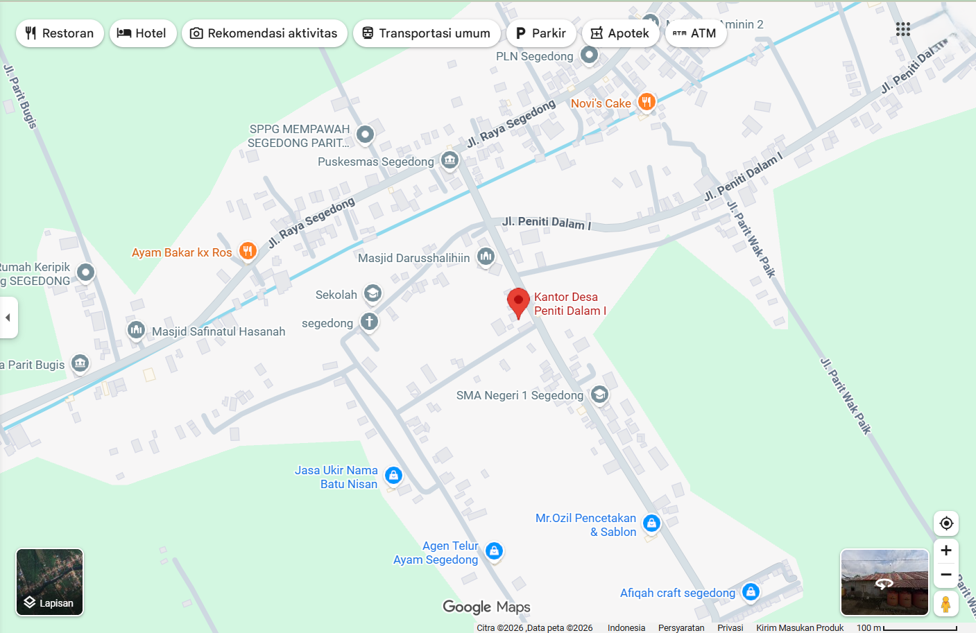 Peta lokasi Kantor Desa Peniti Dalam I